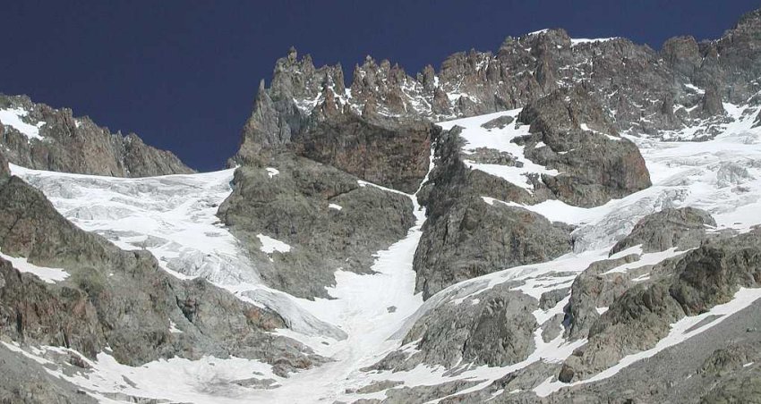 West Face of Barre des Ecrins ( 4102 metres ) in the French Alps