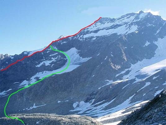 Lagginhorn with ascent routes