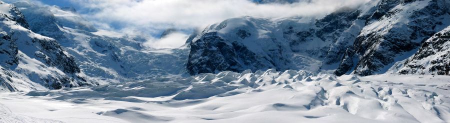 Morteratsch Glacier in the Bernina Region of the Italian Alps