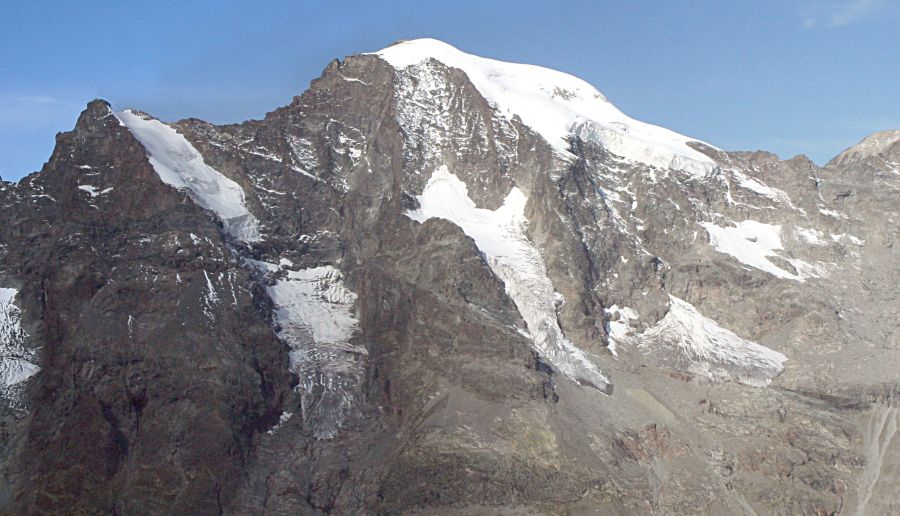 Morteratsch Peak in the Bernina Range from Diavolezza in the Italian Alps