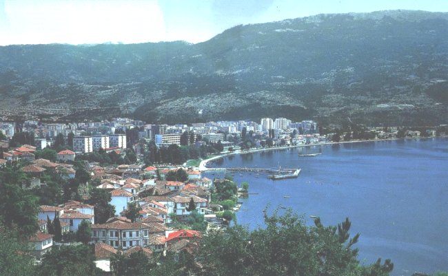 City of Ohrid on Lake Ohrid in Macedonia