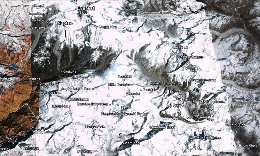 Satellite Map of the Khumbu Region