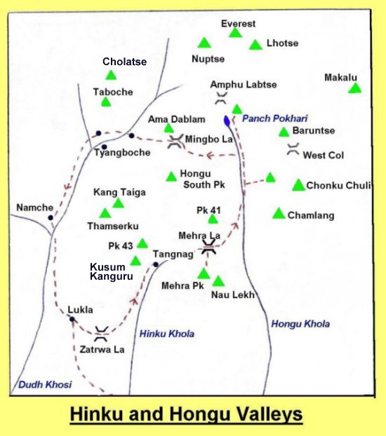 Map of Hinku and Hongu Valleys