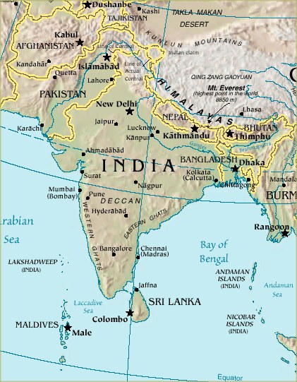Map of the Indian Sub-continent