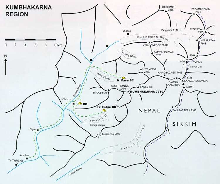 Map of Kangchenjunga Region