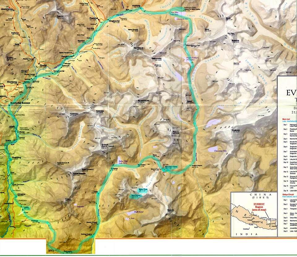 Map of Hinku and Hongu Valleys