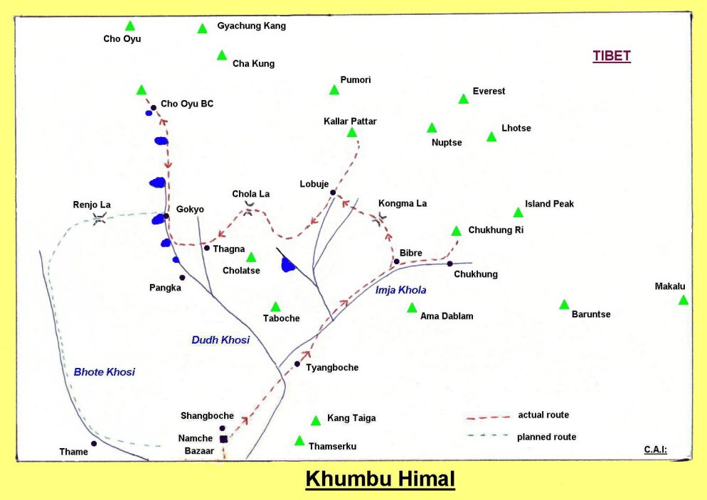 Map of Khumbu Region of the Nepal Himalaya
