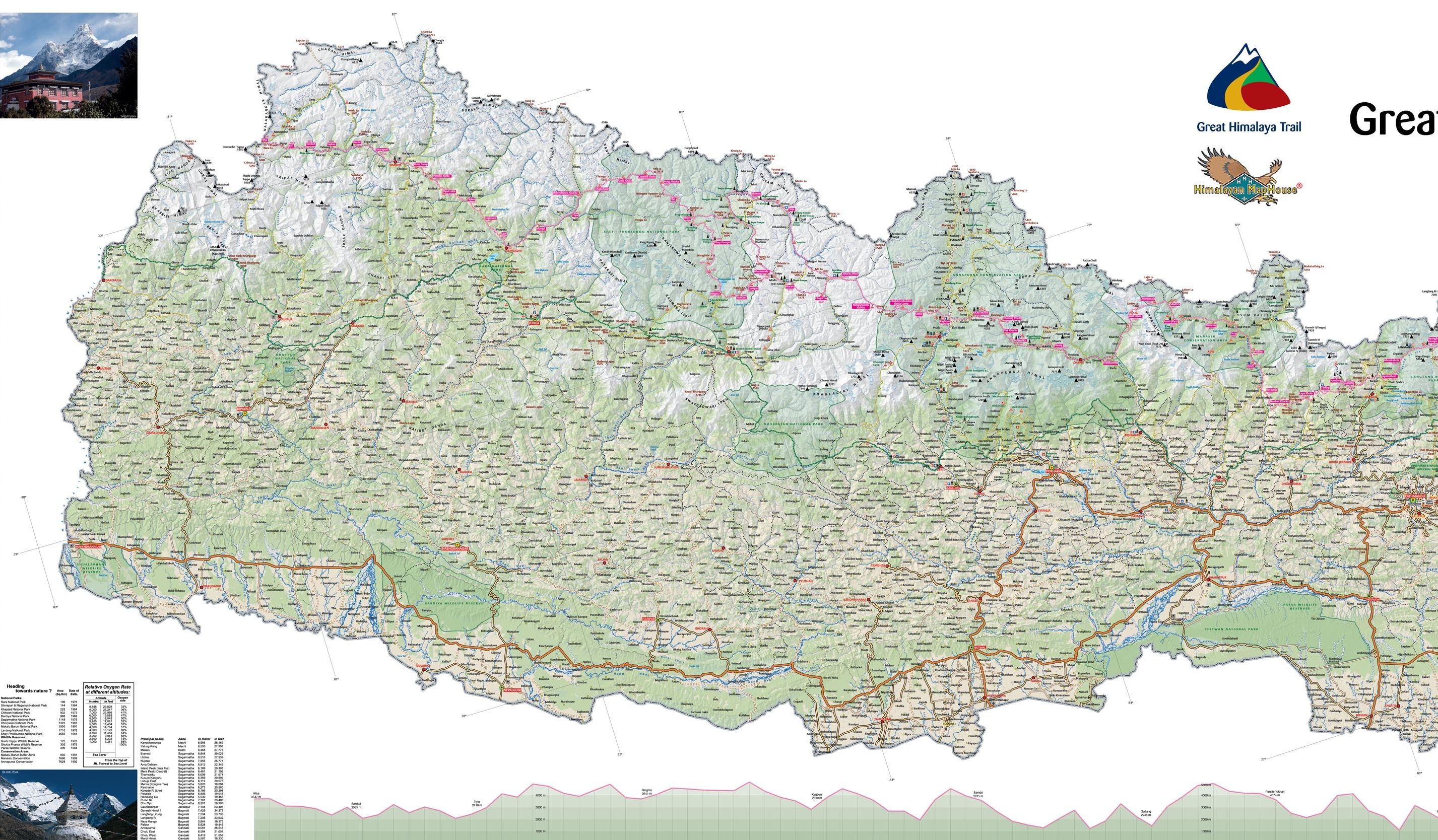 Map of the Great Himalayan Trail in Western Nepal