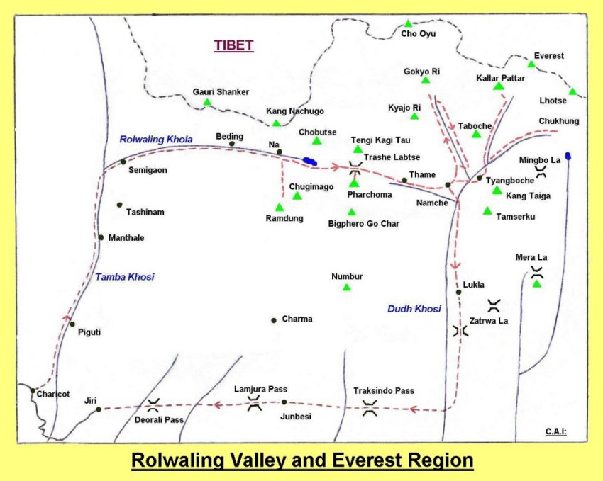 Map of Rolwaling Valley