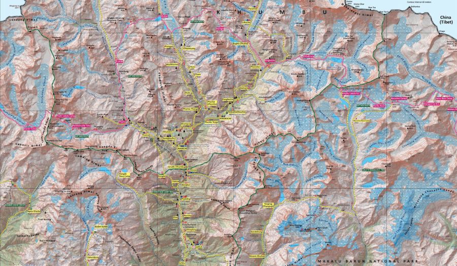 Map of Great Himalayan Trail through the Solu Khumbu Region