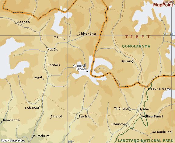 Map of the Ganesh Himal Region