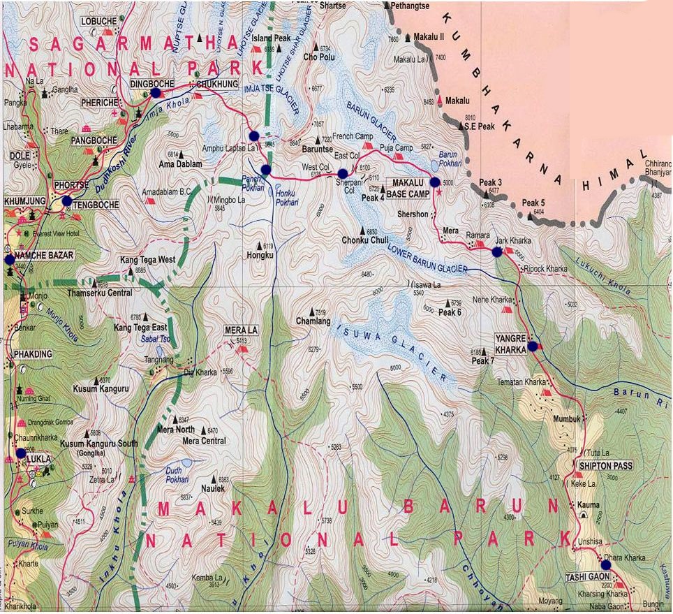 Map of the Hongu Valley - Makalu Region