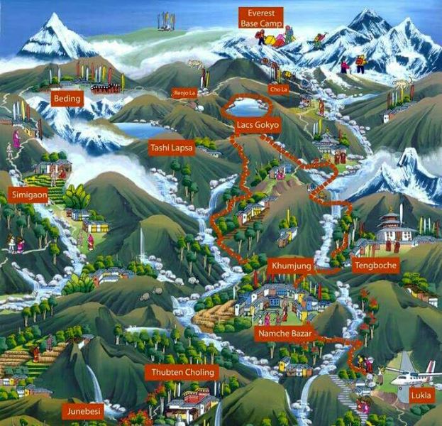 Tourist Map of the Khumbu Region