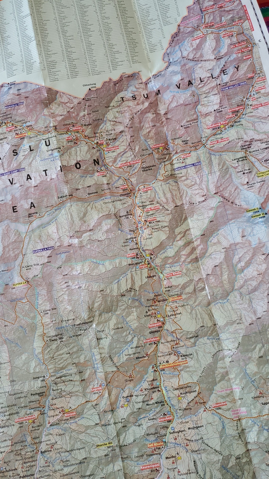 Map of the Tsum Valley