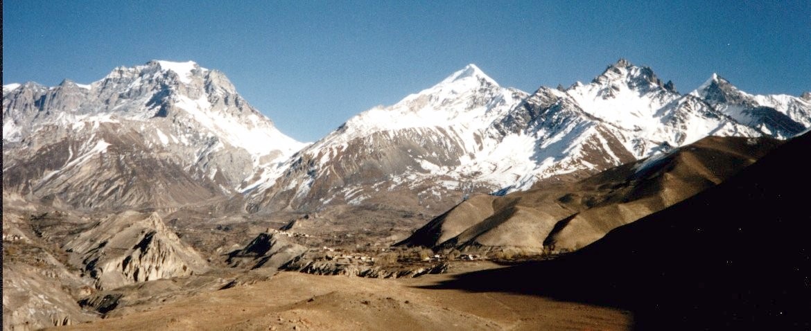 Tharong La and Tharong Peak on descent from Muktinath