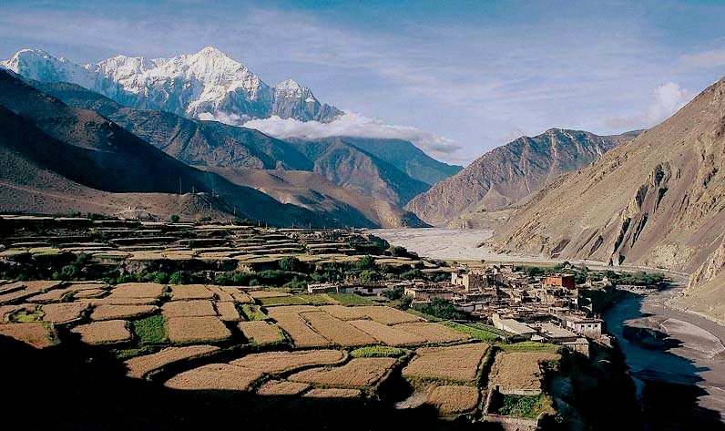 Nilgiri Peaks from Kagbeni in Upper Kali Gandaki Valley