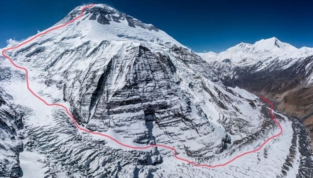 Ascent route for Mount Dhaulagiri