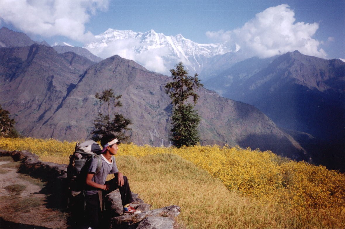 Gurja Himal from Muri Village on circuit of Mt. Dhaulagiri