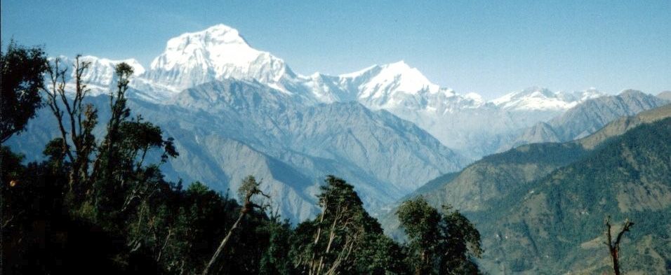 Dhaulagiri and Tukuche Peak on ascent to Gorapani