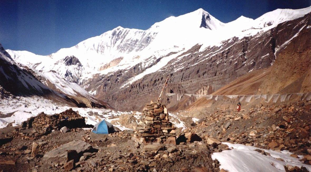 Dhaulagiri II from Base Camp on Chonbarden Glacier