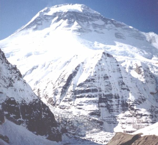 Dhaulagiri I on ascent to French Pass from Base Camp on Chonbarden Glacier