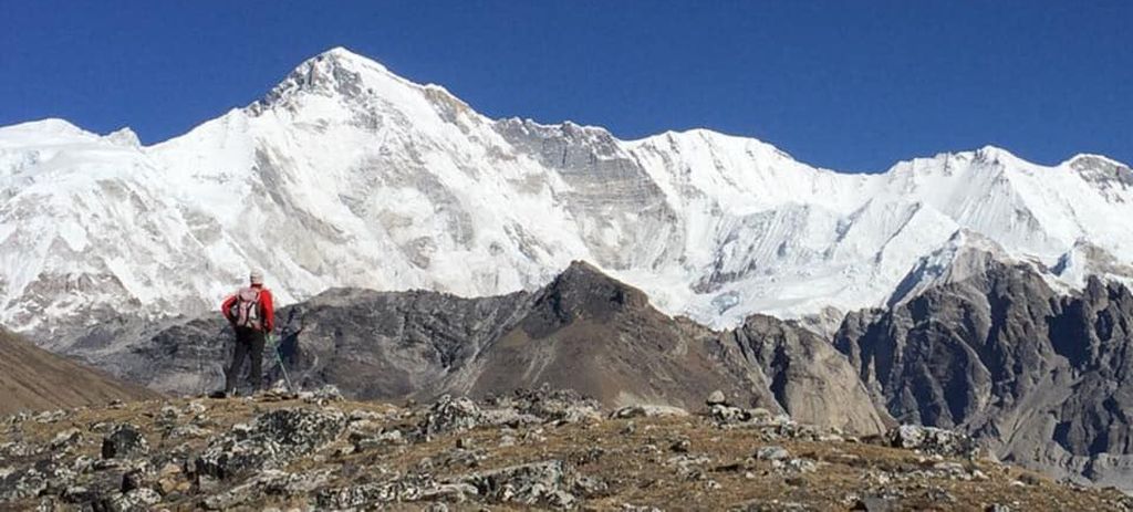 Mount Cho Oyu at the head of the Gokyo Valley