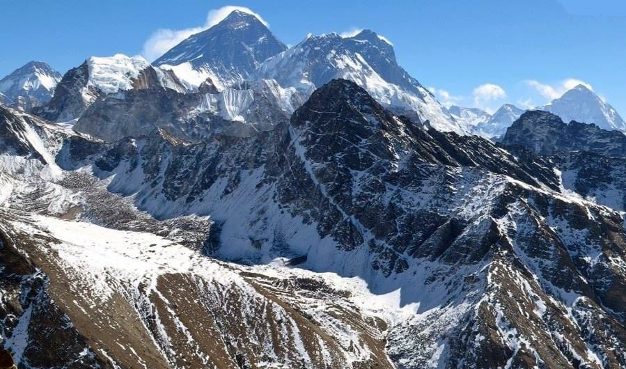 Mount Everest, Lhotse and Makalu from Renjo La