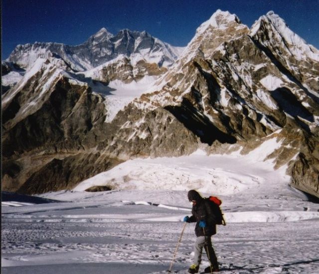 Nuptse-Lhotse Wall, Mount Everest and Peak 41 from Mera Peak