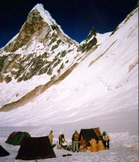 Ama Dablam from camp on the Nare Glacier beneath Mingbo La