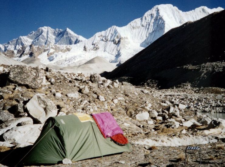 Lhotse and Baruntse from camp in Upper Hongu Valley