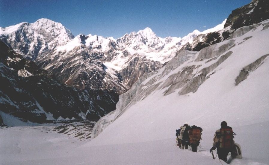 Shalbachum and Dragmarpo Ri in Langtang Himal on descent from Tilman's Pass