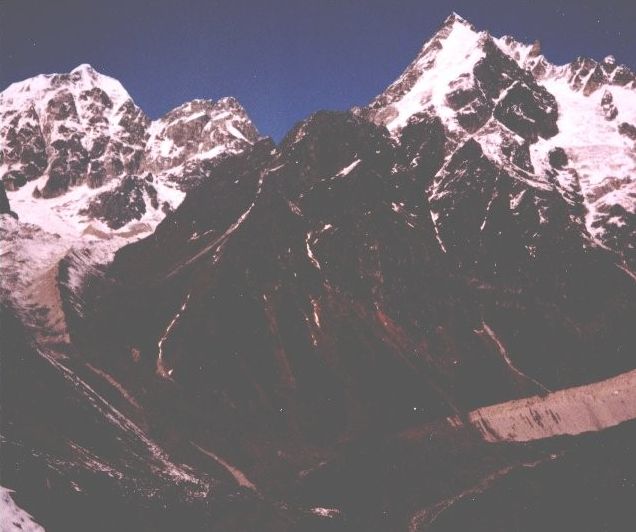 Balephi Glacier beneath Urkinmang ( 6170m ) in the Jugal Himal