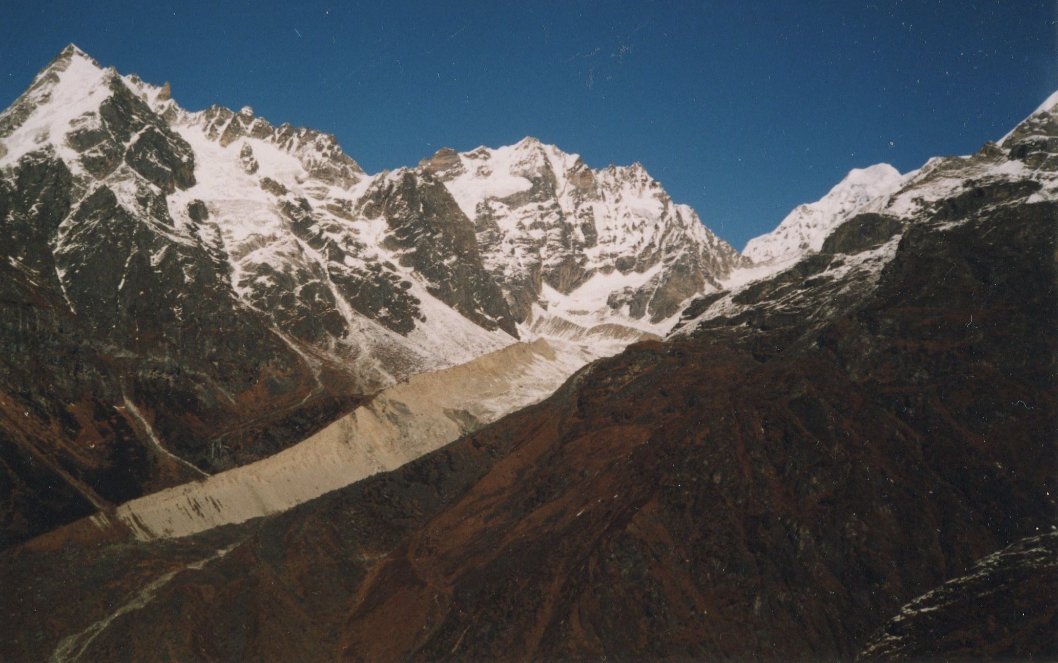 Balephi Glacier beneath Mt.Urkinmang in the Jugal Himal