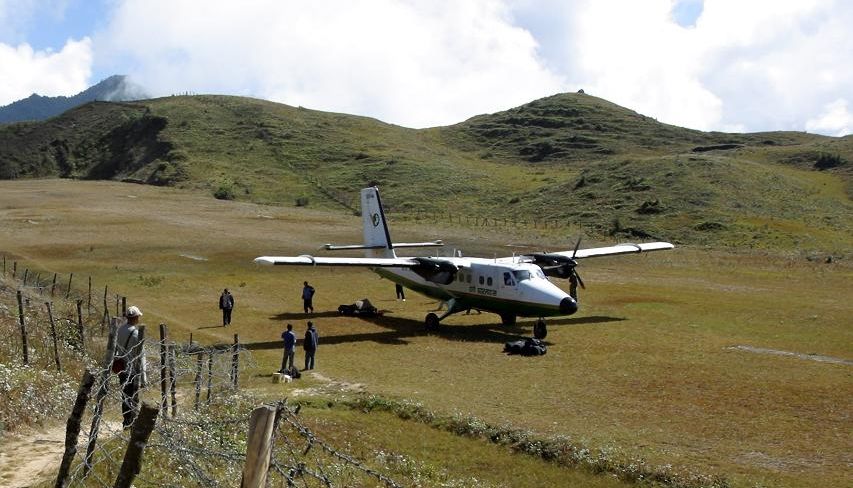 Airstrip at Sukhetar above Taplejung in the Kangchenjunga Region