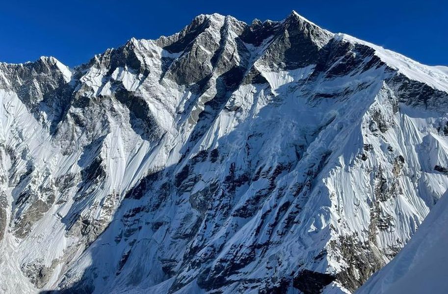 Mount Lhotse from Chukhung Ri in the Imja Khosi Valley in the Khumbu Region of the Nepal Himalaya