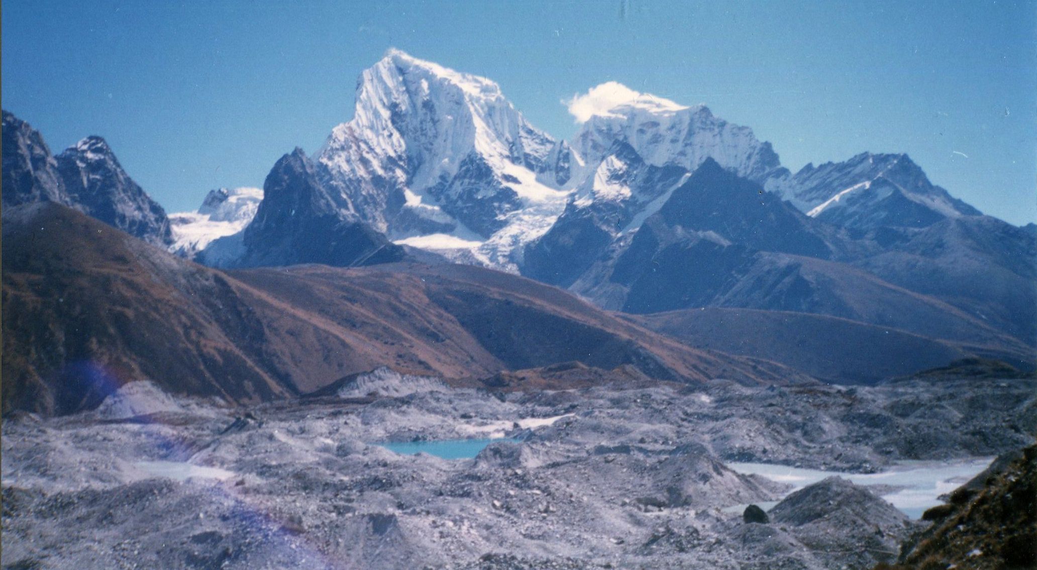 Cholatse and Taboche above  Ngozumpa Glacier on route to Gokyo