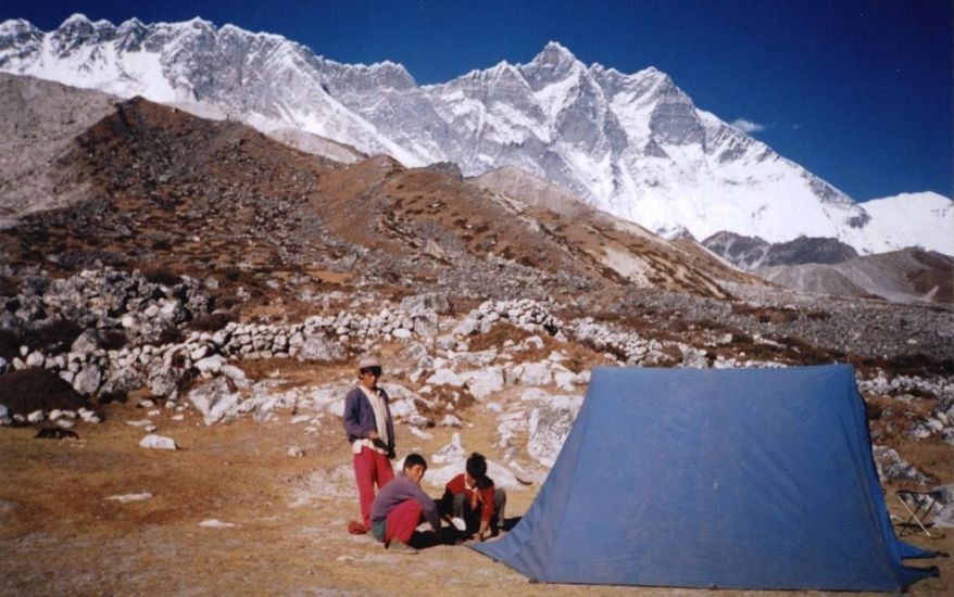Mount Lhotse from camp at Chukhung in the Imja Khosi Valley in the Khumbu Region of the Nepal Himalaya