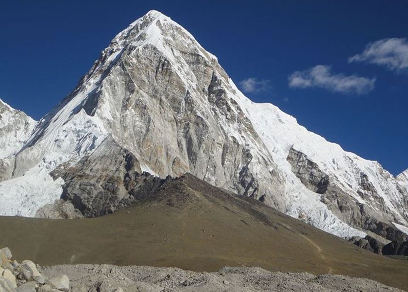 Mount Pumori ( 7161m ) from Gorak Shep on route from Lobuje to Kallar Pattar