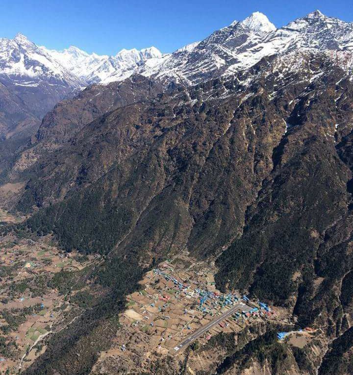 Aerial view of Lukla Aiport