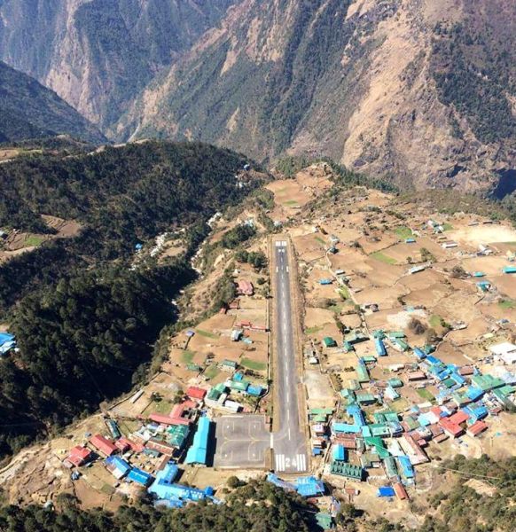 Aerial view of Lukla Aiport