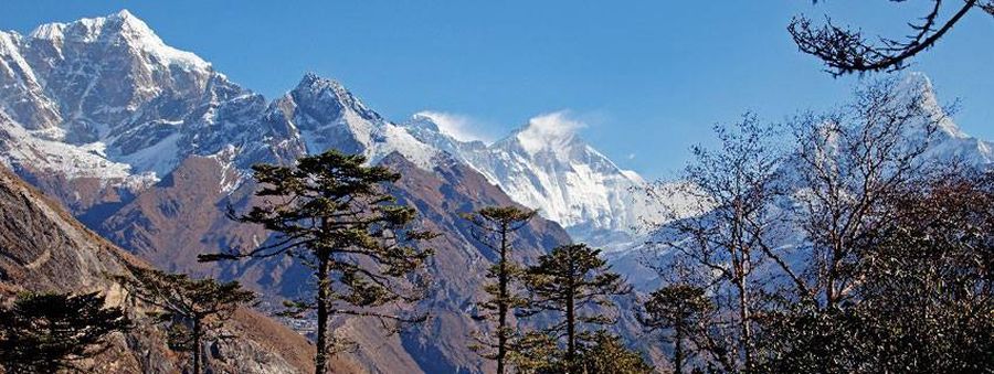 Everest, Lhotse and Ama Dablam from Thyangboche
