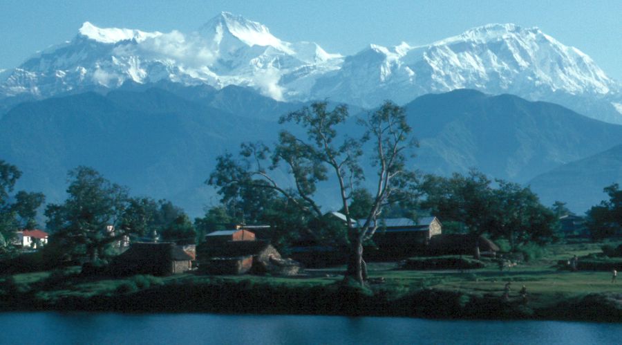 Annapurna Himal and Lamjung Himal from Phewa Tal, Pokhara