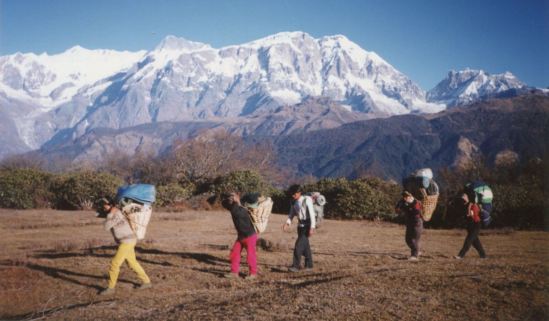 Mount Annapurna II and the Lamjung Himal on descent from Rambrong Danda