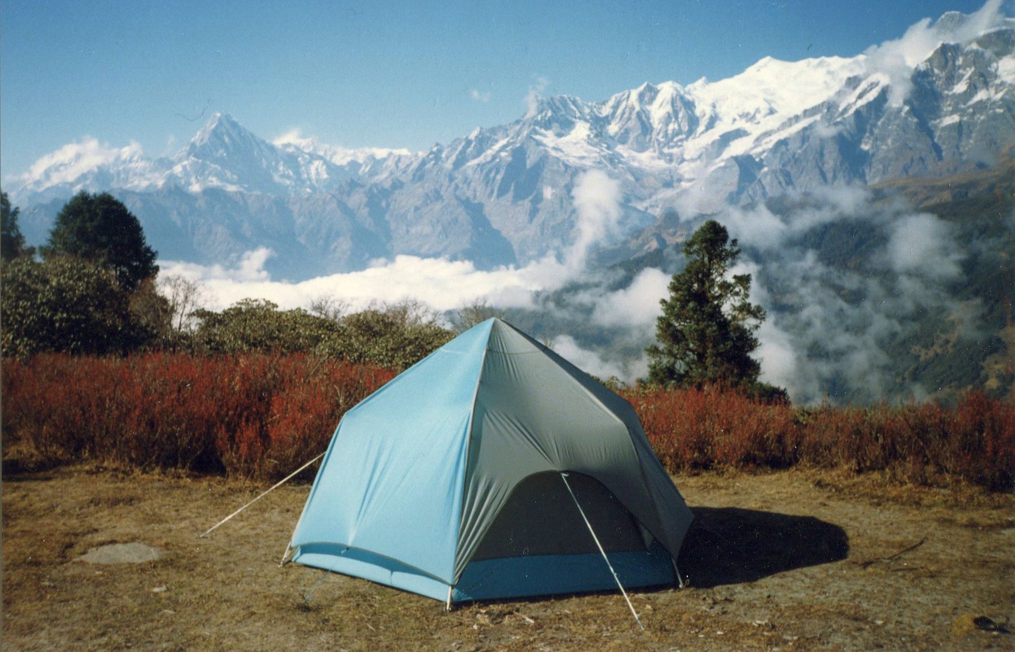 Macchapucchre ( Fishtail Mountain ) and Annapurna Himal from Rambrong Danda