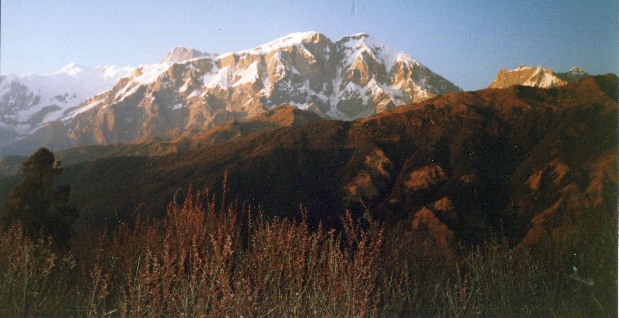 Sunset on the Annapurna Himal and the Lamjung Himal
