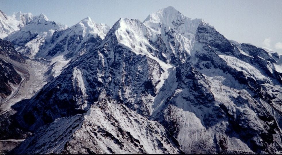 Upper Langtang Valley and Mt.Ganshempo / Ganchempo ( " Fluted Peak " ) - 6397m - from Yala Peak