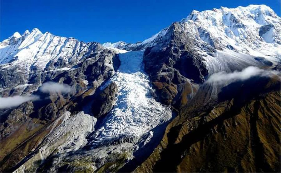 Kimshum and Mount Shalbachum ( 6918m ) from Tsergo Ri ( c5000m ) in the Langtang Himal