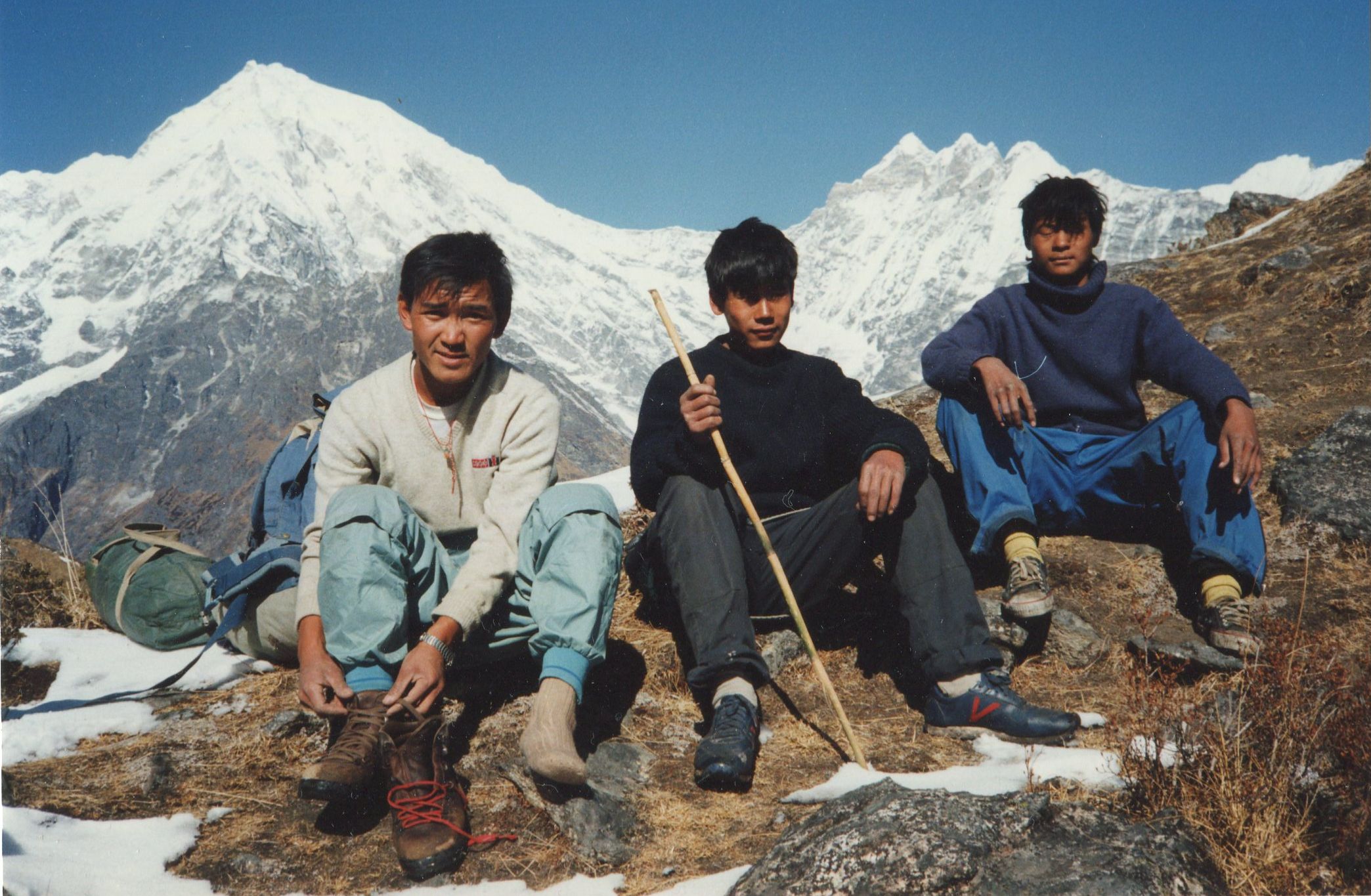 Trekking Crew on ascent to Ganja La BC