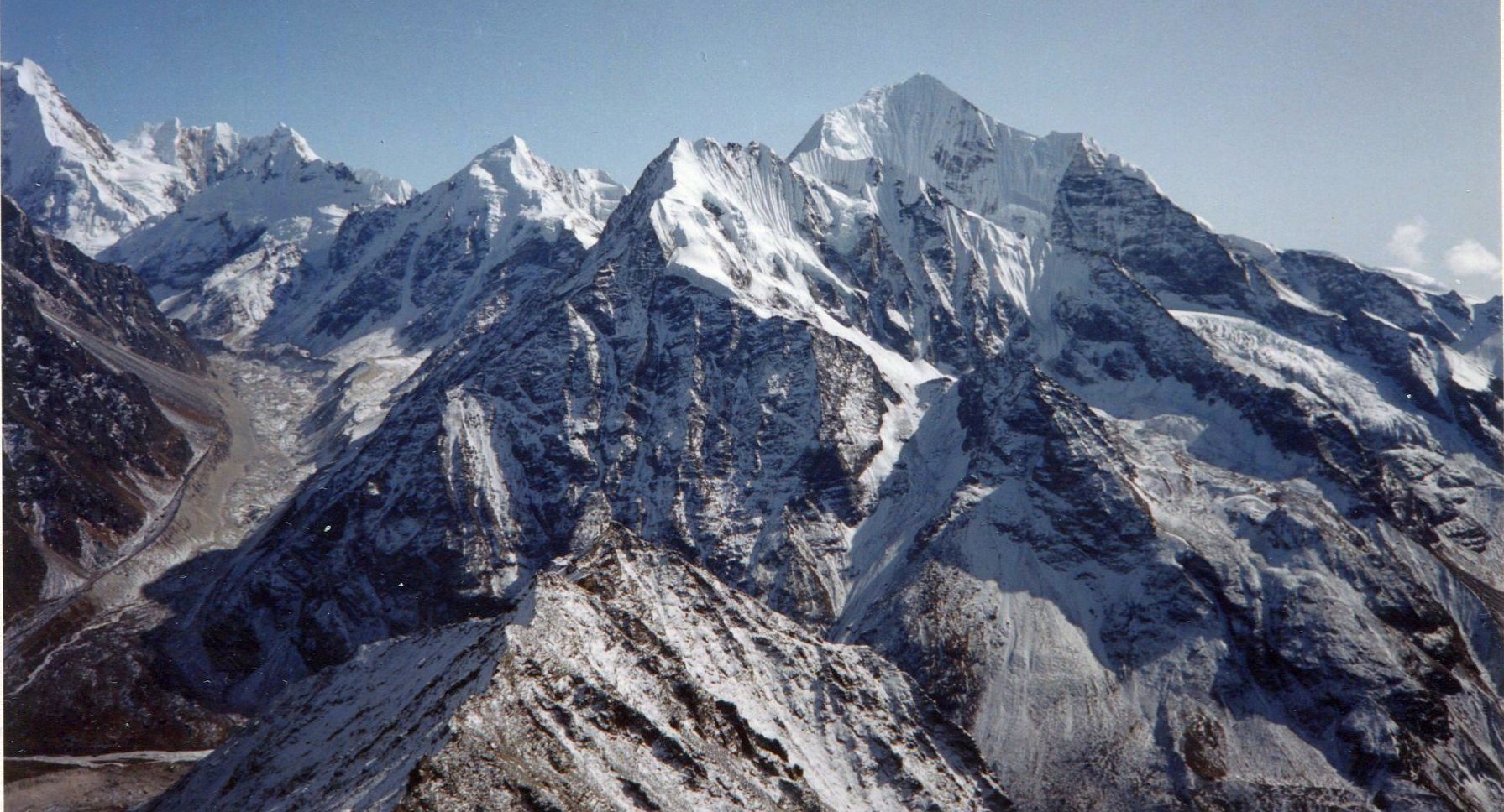 Upper Langtang Valley and Mt.Ganshempo / Ganchempo ( " Fluted Peak " ) - 6397m - from Yala Peak