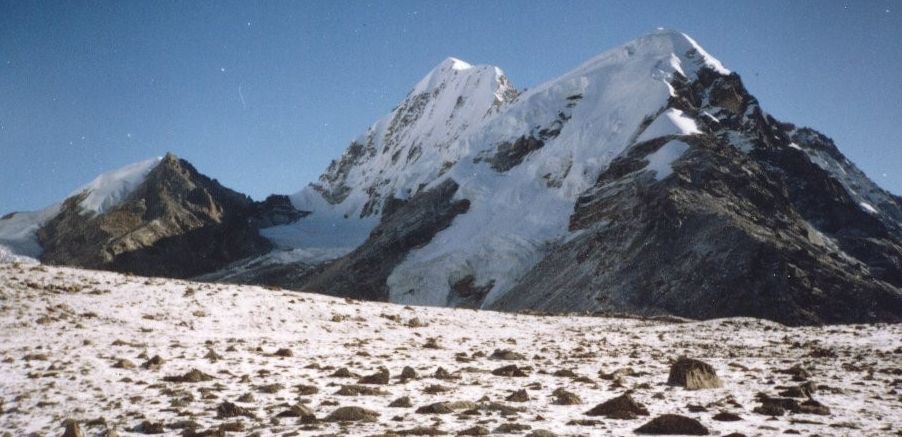 Peak 3 and Peak 5 from above Shershon in the Barun Valley, Makalu Region of the Nepal Himalaya